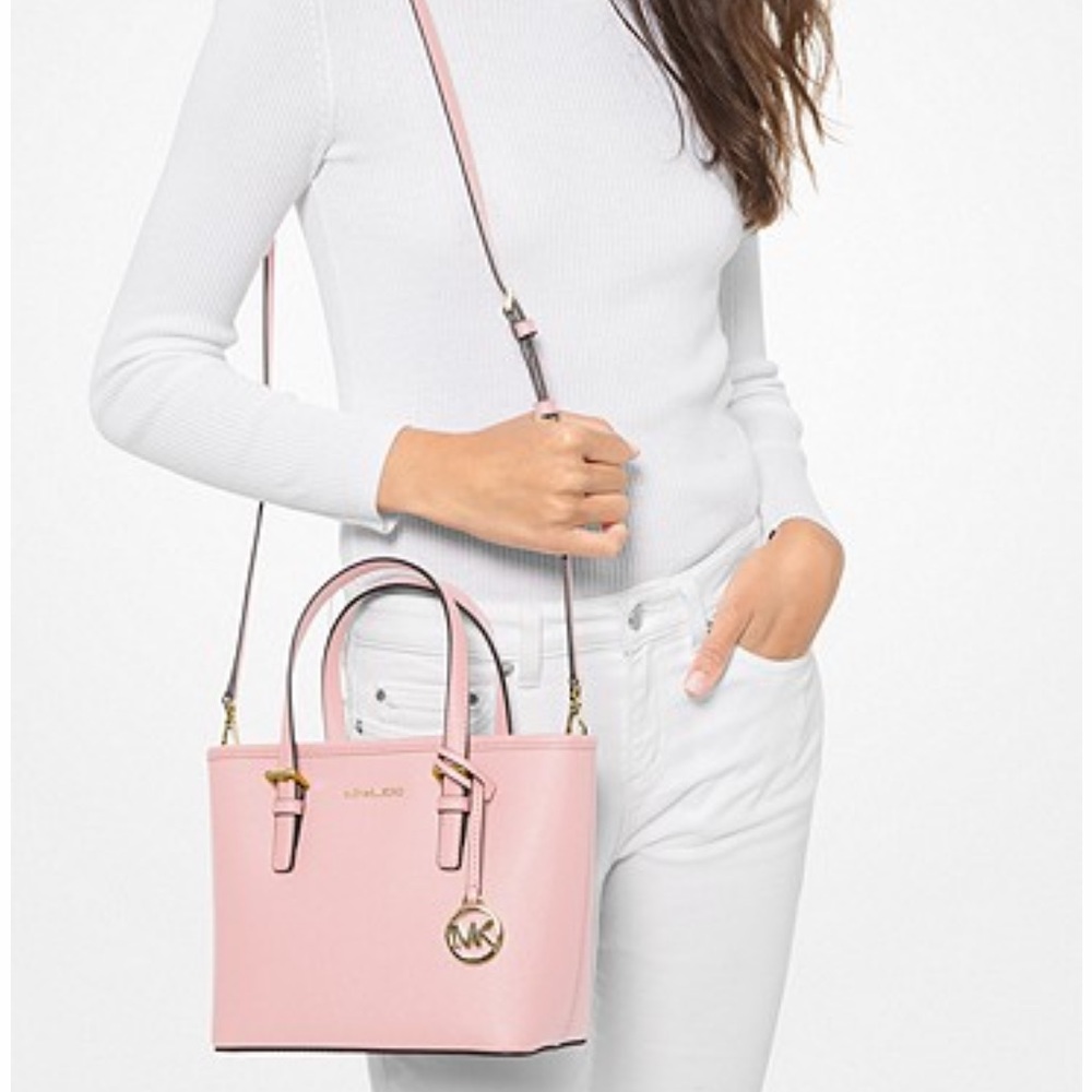 Mini Michael Kors Pink w/Gold Hardware Crossbody Purse; Compact crossbody style
